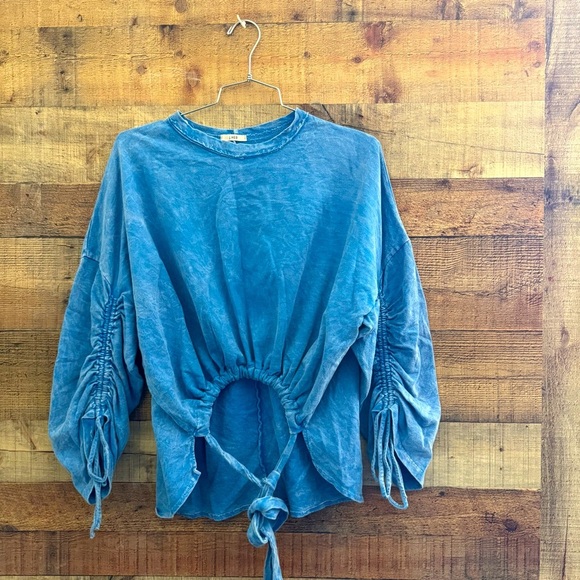 NWOT j. Her Blue Ruched Women's Top - Picture 1 of 6